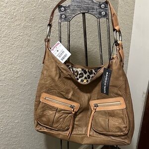 Maurizio Taiuti Tan Leather Hobo Bag